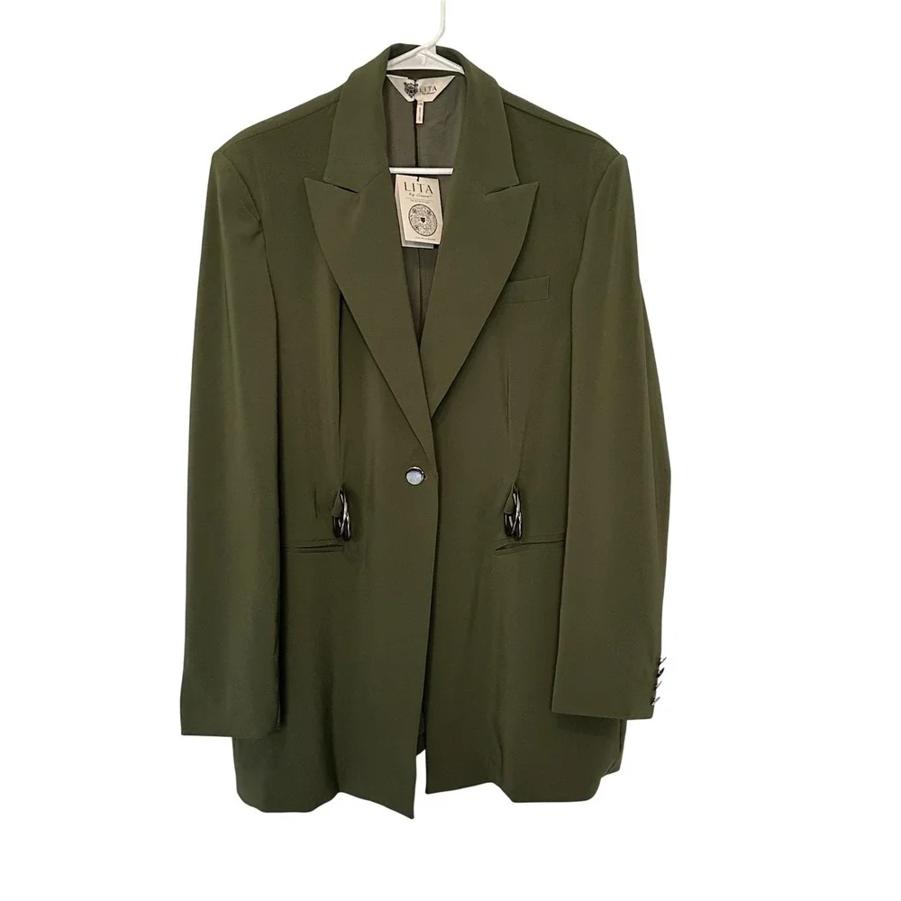 LITA Blazer Womens 2XL Statement Belted‎ Structured Stretch Jacket Modern
